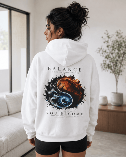 White pullover hoodie with back graphic print and hood