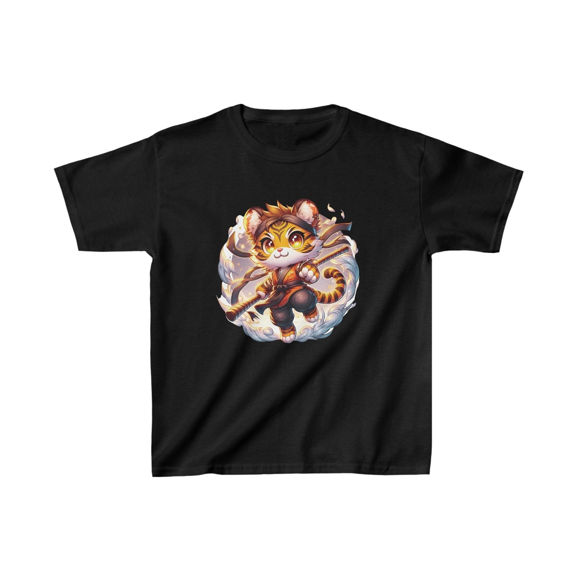 Printify Kids clothes XS / Black Kids Tiger Ninja Warrior Tshirt