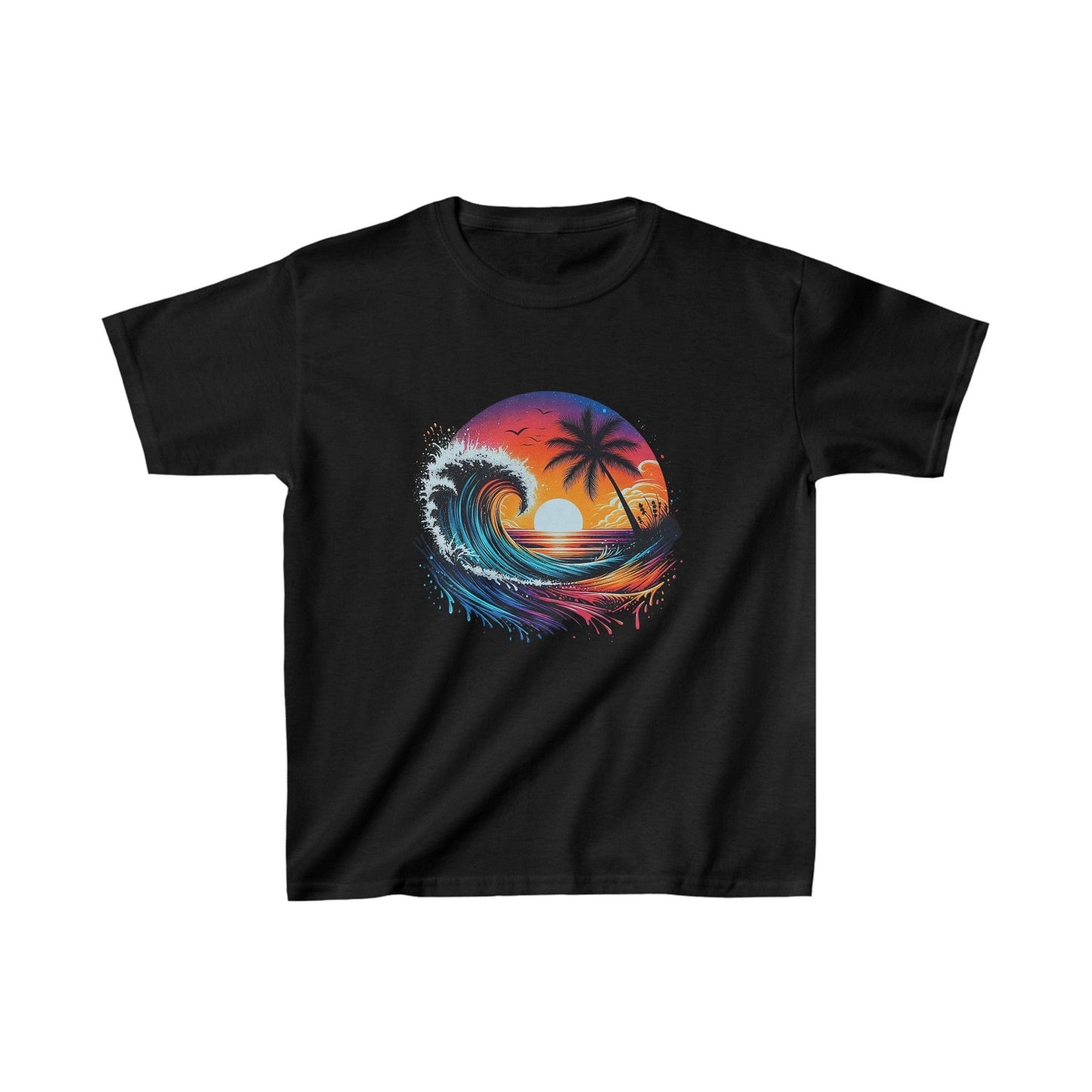 Printify Kids clothes XS / Black Kids Wave Sunset Tshirt