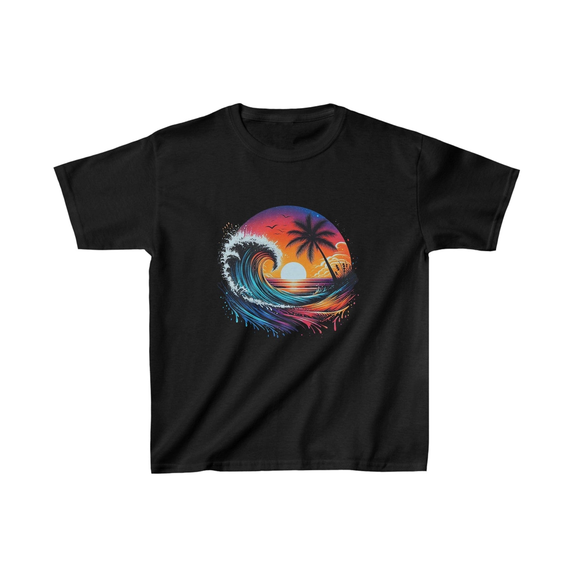 Printify Kids clothes XS / Black Kids Wave Sunset Tshirt